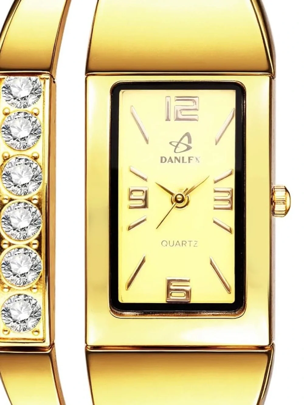 Anthropologie Gold-tone Crystal Accent Bangle Watch